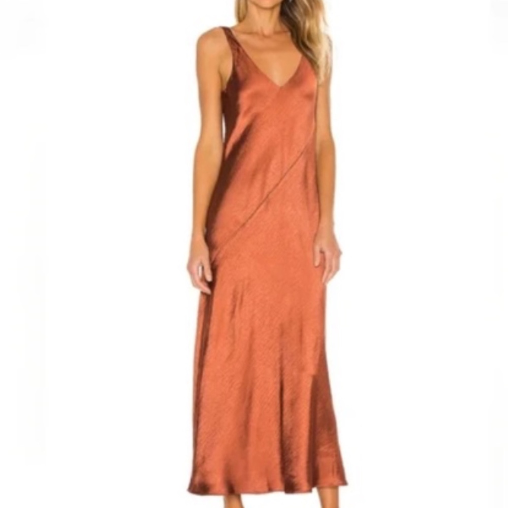 Line and Dot LouLou Satin Dress - Brown Size small